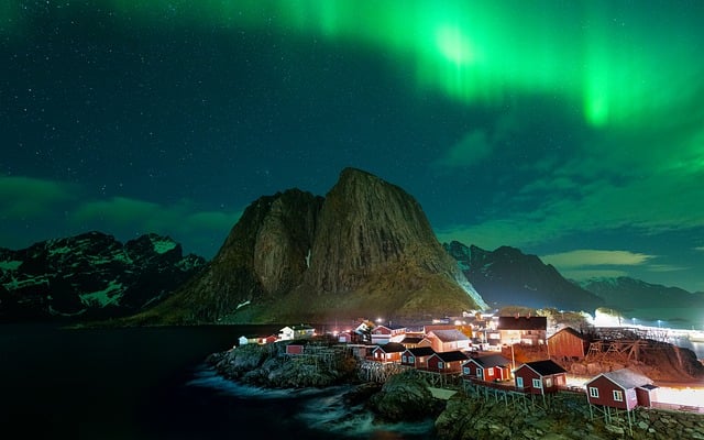 Fjord Norway Villas Opening Toward Water and Pale Northern Light